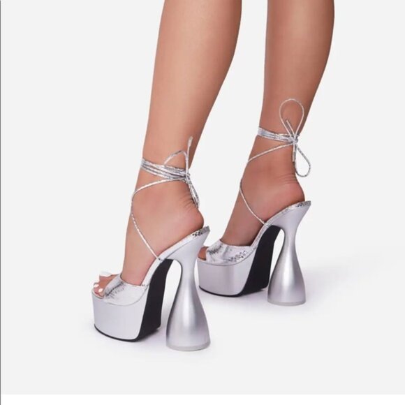 EGO Silver Platform Heels - Picture 3 of 15